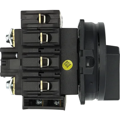 P3-100/EA/SVB-SW/N/HI11 Main switch, 3 pole + N + 1 NO + 1 NC, 100 A, emergency stop function, padlockable in the Off position, surface mounting, black knob with padlockable function