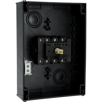 P3-100/I5/SVB/N Interruptor principal, 3 polos + N, 100 A, en carcasa IP65, pomo rojo-amarillo con candado