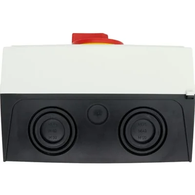 P3-100/I5/SVB/N Main switch, 3 poles + N, 100 A, in IP65 enclosure, red-yellow knob with padlock