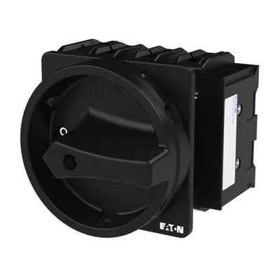 P3-63/EA/SVB-SW/N/HI11 Main switch, 3 pole + N + 1 NO + 1 NC, 63 A, emergency stop function, padlockable in the Off position, surface mounting, black knob with padlockable function
