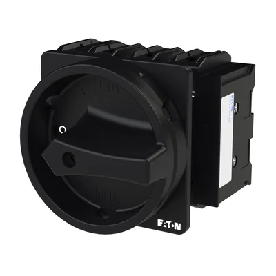 P3-63/EA/SVB-SW/N/HI11 Main switch, 3 pole + N + 1 NO + 1 NC, 63 A, emergency stop function, padlockable in the Off position, surface mounting, black knob with padlockable function