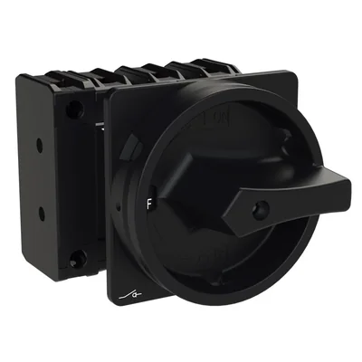P3-63/EA/SVB-SW/N/HI11 Main switch, 3 pole + N + 1 NO + 1 NC, 63 A, emergency stop function, padlockable in the Off position, surface mounting, black knob with padlockable function