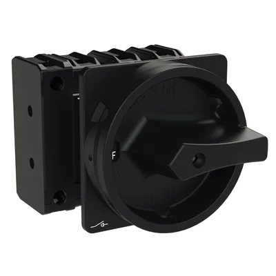 P3-63/EA/SVB-SW/N/HI11 Main switch, 3 pole + N + 1 NO + 1 NC, 63 A, emergency stop function, padlockable in the Off position, surface mounting, black knob with padlockable function