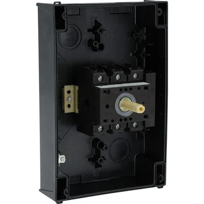 P3-63/I4/SVB/HI11 Interruptor principal, 3 polos +1NO+1NC, 63 A, en carcasa IP65, pomo rojo-amarillo con candado