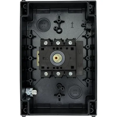 P3-63/I4/SVB/HI11 Main switch, 3 poles +1NO+1NC, 63 A, in IP65 enclosure, red-yellow knob with padlock