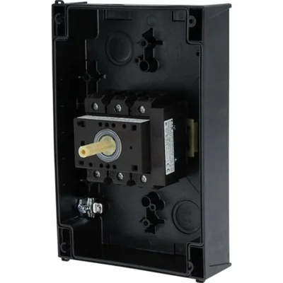 P3-63/I4/SVB/HI11 Main switch, 3 poles +1NO+1NC, 63 A, in IP65 enclosure, red-yellow knob with padlock
