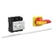 P3-63/M4/K2-PR Main switch, 3 pole, 63 A, emergency stop function, padlockable in the Off position, with 400 mm metal shaft, remote mounting, K2 red-yellow handle with padlockable function