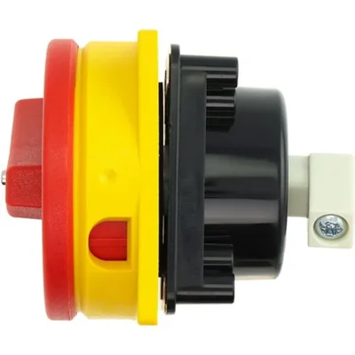 P3-63/M4/SVB Main switch, 3 pole, 63 A, emergency stop function, padlockable in the Off position, with 400 mm metal shaft, remote mounting, red/yellow handle with padlockable function
