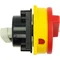 P3-63/M4/SVB Main switch, 3 pole, 63 A, emergency stop function, padlockable in the Off position, with 400 mm metal shaft, remote mounting, red/yellow handle with padlockable function