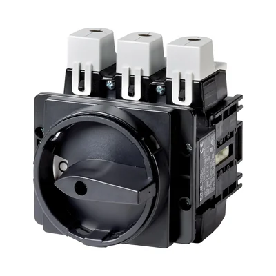 P5-160/EA/SVB-SW Main switch, 3 pole, 160 A, emergency stop function, padlockable in the Off position, surface mounting, black handle with padlockable function