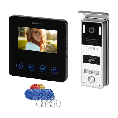 PACTO, video intercom set, handsetless, 4.3 LCD monitor, with 125kHz proximity card and key fob reader