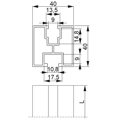 PAL40H40/2.2 Алюмінієвий профіль, товщина листа - 1,5 мм