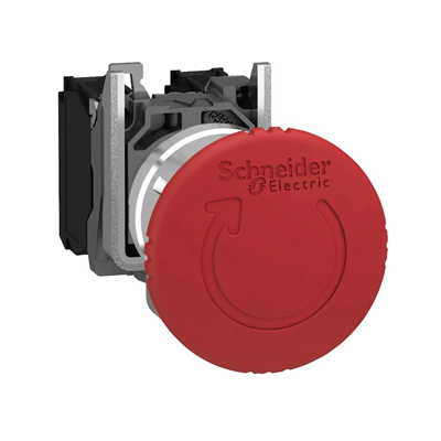 Palm safety button, red mushroom - diam. 40mm, 2NC