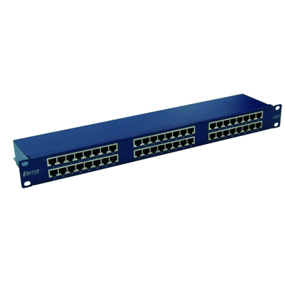 Panel 19", 48 x RJ45 STP kat. 6 (1U) z półką, niebieski