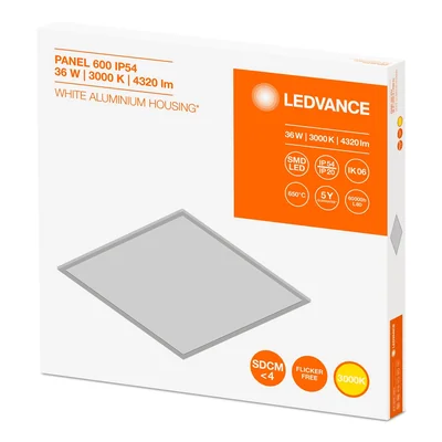 PANEL 600 Deckenleuchte 230V 36W 4320lm IP54 WW 120st weiß