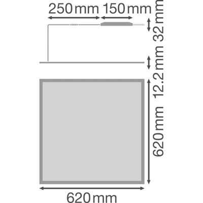 PANEL 625 Ceiling luminaire 230V 36W 4320lm IP54 WW 120st white