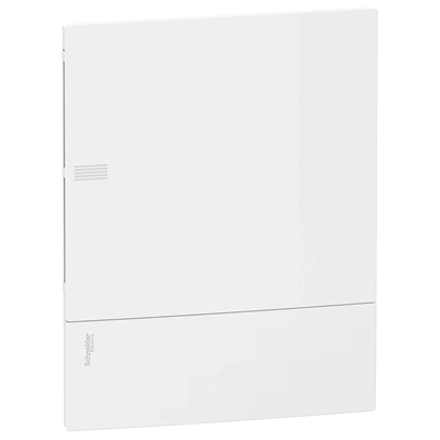 Panel frontal de caja de empotrar Mini Pragma MIP-2-12-P, puerta blanca, 2 filas, 12 módulos/fila
