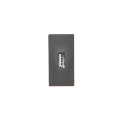 Панель K45/2 USB тип А гніздо 22, 5х45мм + гніздо, сірий графіт