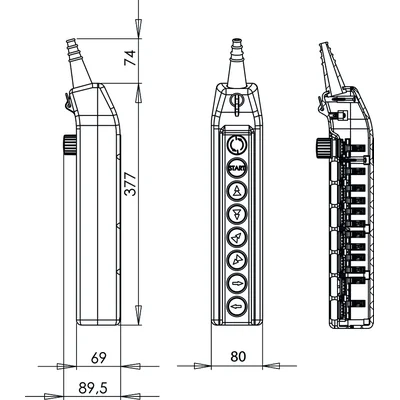 ПАНЕЛЬ КЕРУВАННЯ ГАНТРІ B-1NC+ПУСК-НО+4X(1НО+1НО/2)+2X1НО
