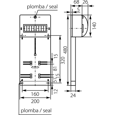 Панель лічильника TLR-3F (N+PE) зі склом