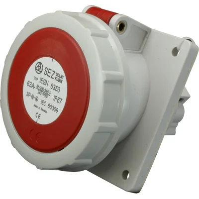 Panel socket slanted 63A 5p IP67