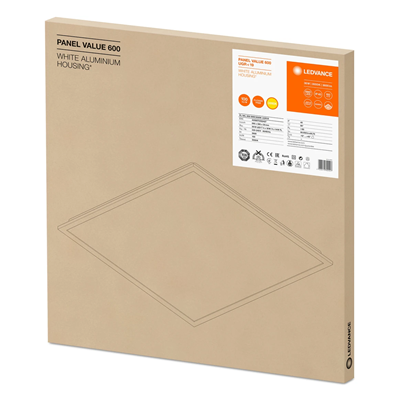 PANEL VALUE 600 UGR < 19 LED downlight with glare reduction 36W 3600lm IP40 3000K WW 595mm square white