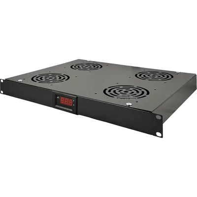 Panneau de ventilation 19" 1U, 4 ventilateurs, thermostat, noir ALANTEC