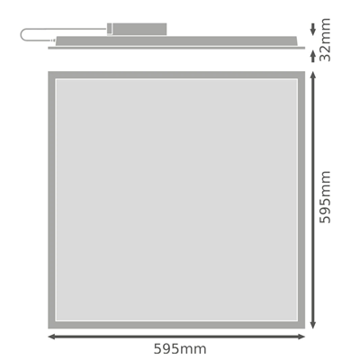 Panneau LED ECO GEN 2 PANEL 36W 3600lm 4000K IP40/20 120° 60x60cm carré blanc
