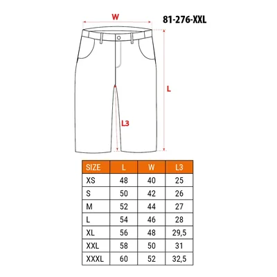 Pantalones cortos PREMIUM, 62% algodón, 35% poliéster, 3% elastano, talla XXL