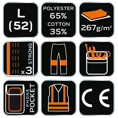 Pantalones de trabajo HD con peto, talla L/52