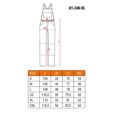 Pantalones de trabajo HD con peto, talla XL/56