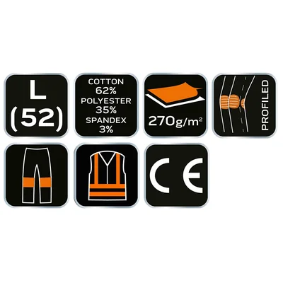 Pantaloni da lavoro PREMIUM, 62% cotone, 35% poliestere, 3% elastan, taglia L