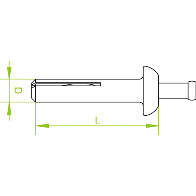 Pasador de metal galvanizado, diámetro 6 mm, longitud 40 mm