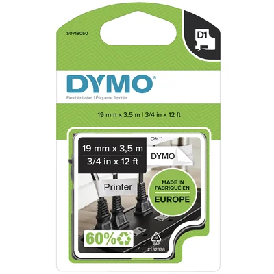 Páska D1 - 19 mm x 3,5 m - NYLON, černá / bílá