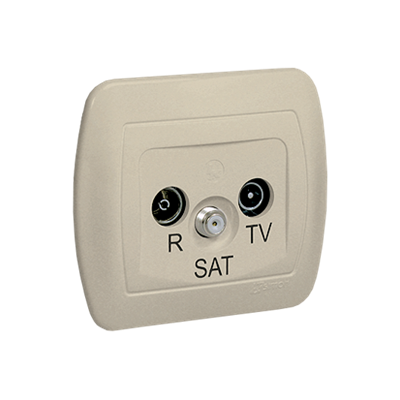 Pass-through antenna socket R-TV-SAT beige