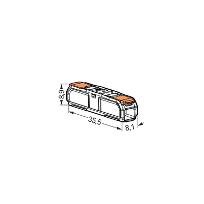 Pass-through installation connector with levers for all types of cables, transparent