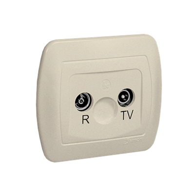 Pass-through R-TV antenna socket crowd. 10dB beige