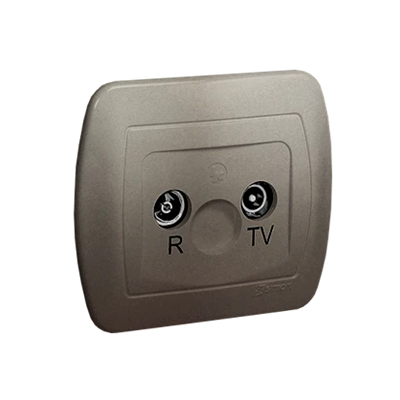 Pass-through R-TV antenna socket crowd. 10dB satin (metallic)