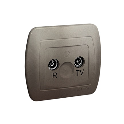 Pass-through R-TV antenna socket crowd. 10dB satin (metallic)