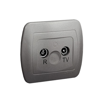 Pass-through R-TV antenna socket crowd. 10dB silver (metallic)