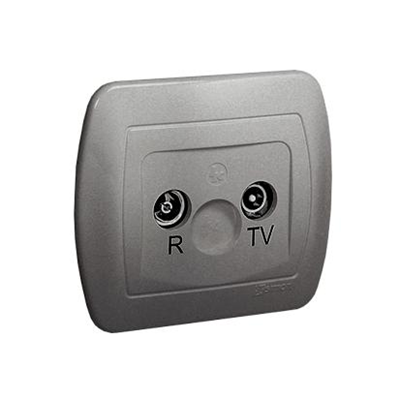 Pass-through R-TV antenna socket crowd. 10dB silver (metallic)