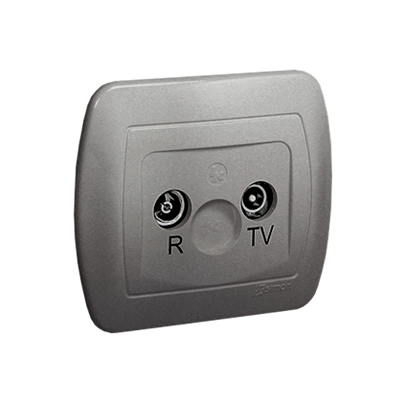 Pass-through R-TV antenna socket crowd. 10dB silver (metallic)