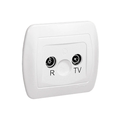 Pass-through R-TV antenna socket crowd. 10dB white