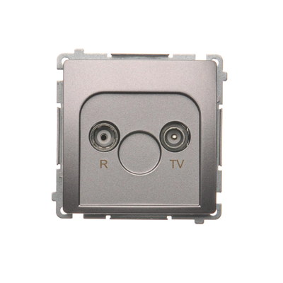 Pass-through R-TV antenna socket (module) attenuation 10dB inox (metallic)