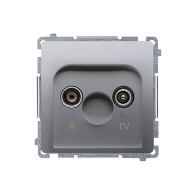 Pass-through R-TV antenna socket (module) attenuation 10dB inox (metallic)