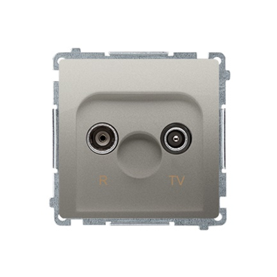 Pass-through R-TV antenna socket (module) attenuation 10dB satin (metallic)