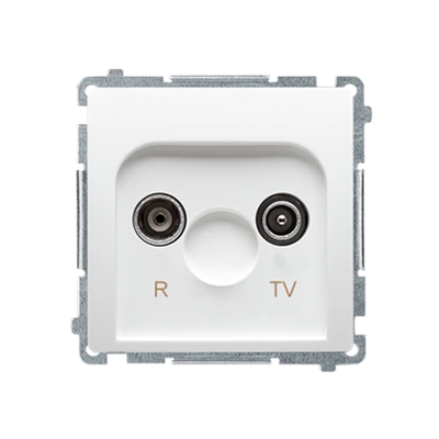 Pass-through R-TV antenna socket (module) attenuation 10dB white