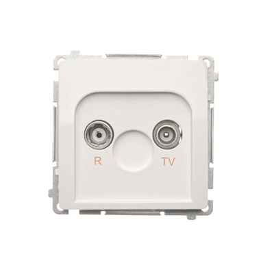 Pass-through R-TV antenna socket (module) attenuation 10dB white