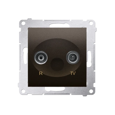 Pass-through R-TV antenna socket (module) brown matt metallic