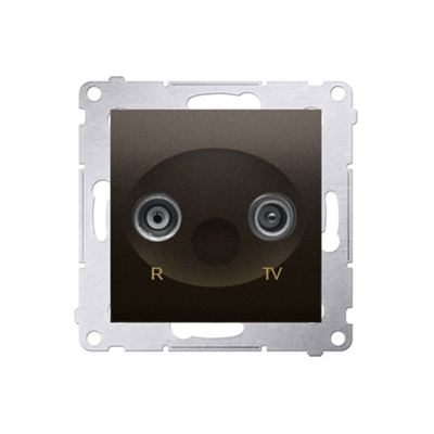 Pass-through R-TV antenna socket (module) brown matt metallic